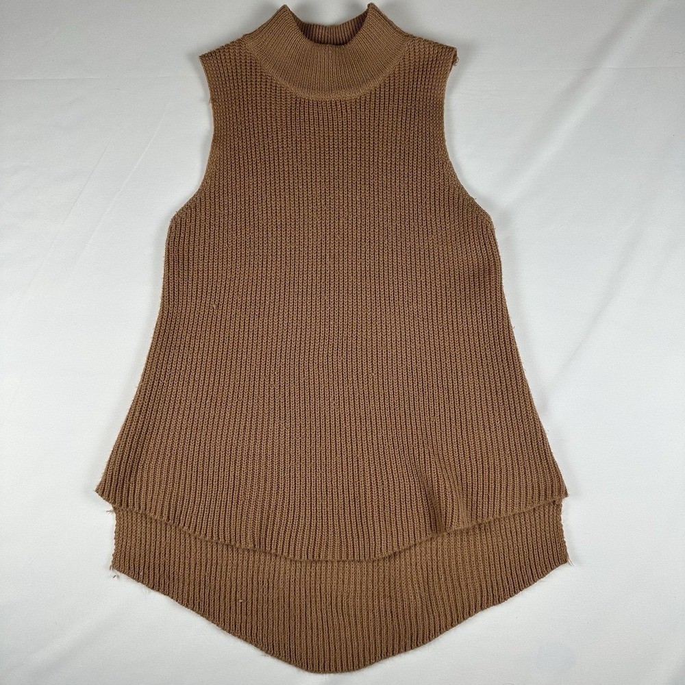 Cotton Candy LA Camel Sleeveless Turtleneck Sweater Vest S/M Hi Low Knit
